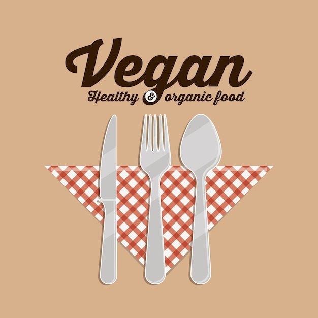 Vector diseño vegano sobre fondo de madera