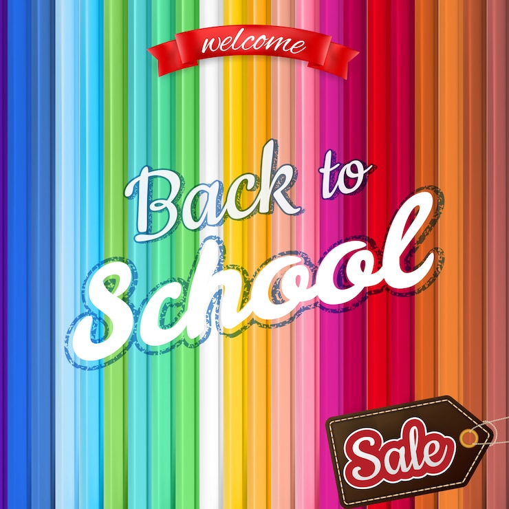 Vector diseño de venta de regreso a la escuela. estilo vintage diseños de regreso a la escuela sobre fondo claro.