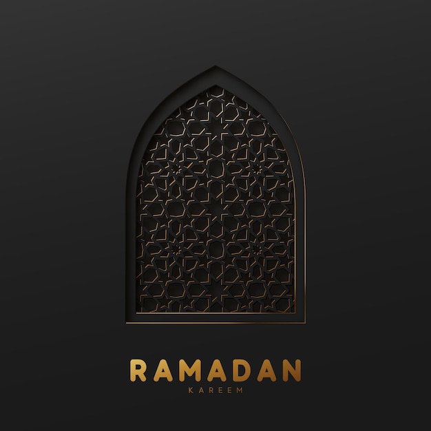 Diseño de ventana árabe. tarjeta de felicitación de ramadán kareem. ilustración vectorial