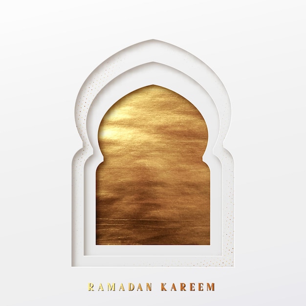 Diseño de ventana árabe. Tarjeta de felicitación de Ramadán Kareem.