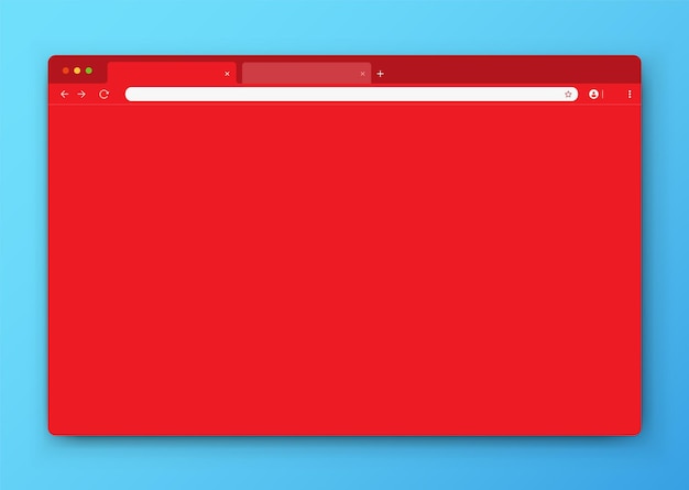 El diseño de la ventana del navegador web es rojo sobre un fondo azul