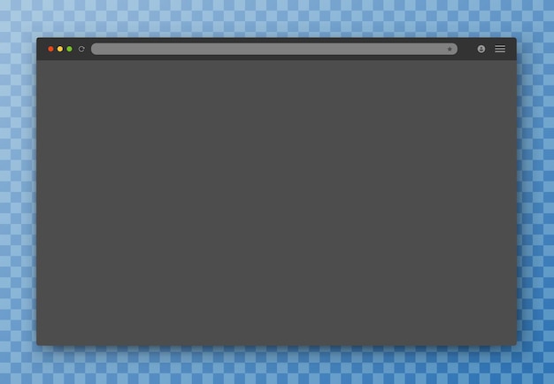 El diseño de la ventana del navegador web en gris sobre un fondo azul
