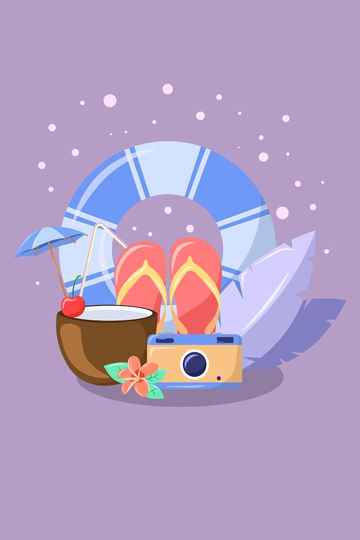 Vector diseño verano cosas ilustración plana