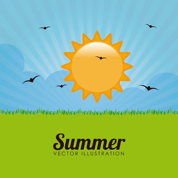 Vector diseño de verano sobre ilustración de vectores de fondo paisaje