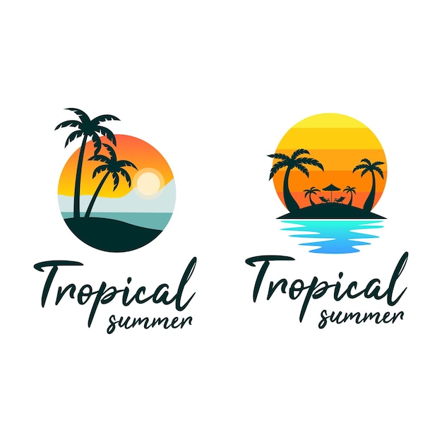 Diseño de verano tropical plantilla de logotipo minimalista moderna