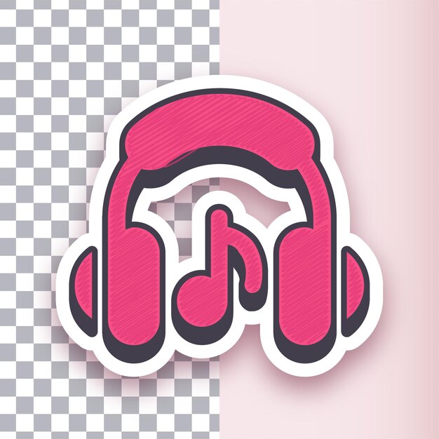 Diseño versátil de iconos de auriculares vectoriales con pegatinas rojas con fondo personalizable