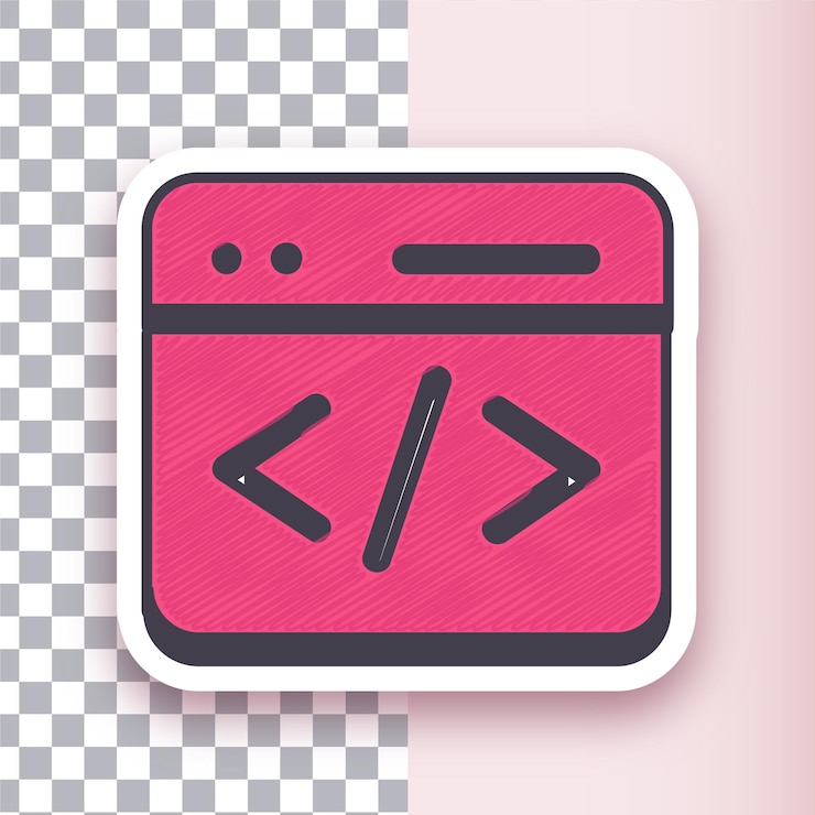 Vector diseño versátil de iconos de codificación vectorial de pegatinas rojas con fondo personalizable