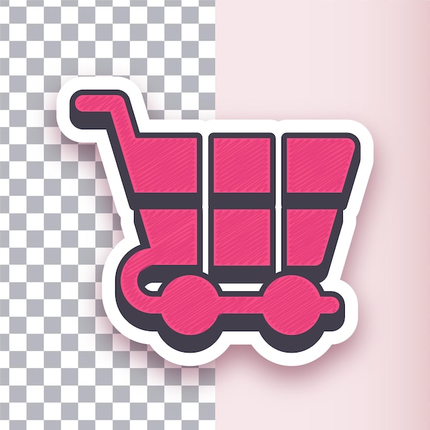Diseño versátil de iconos de gráficos de compras vectoriales de pegatinas rojas con fondo personalizable