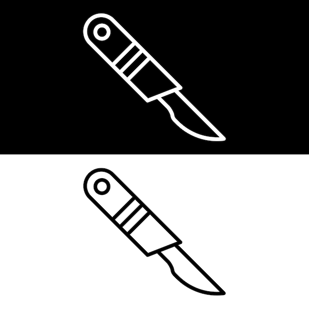 Diseño de la versión vectorial en blanco y negro del icono del bisturí