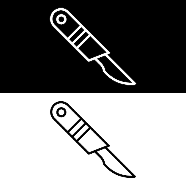 Vector diseño de la versión vectorial en blanco y negro del icono del bisturí