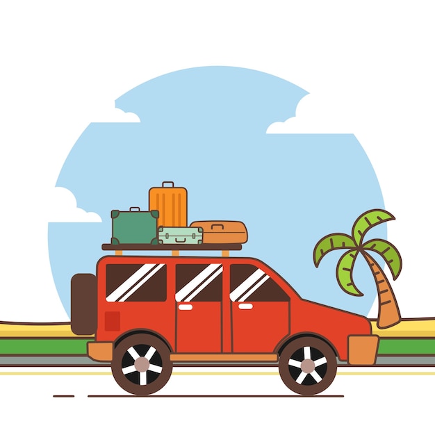 Diseño de viaje de coche de ilustración