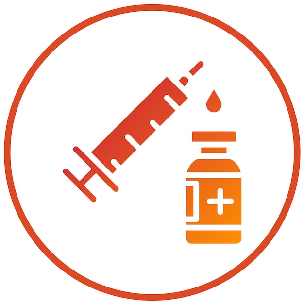 Diseño de vial de vacuna vectorial y estilo del icono de la jeringa