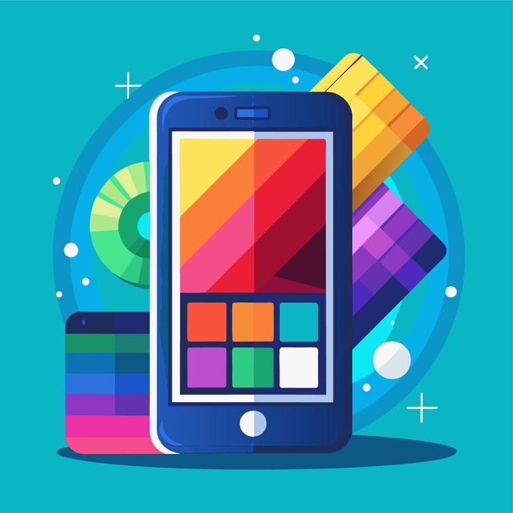 Vector diseño vibrante del teléfono paleta de colores rgb y cmyk