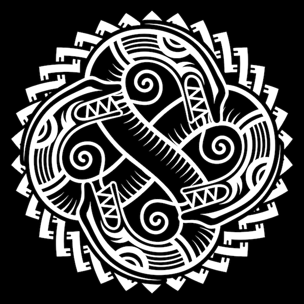 Diseño vikingo Antiguo dragón decorativo en estilo celta Ilustración de nudos escandinavos