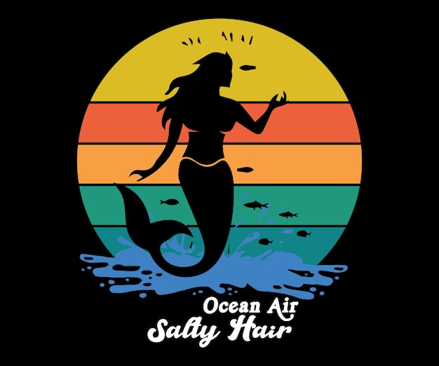 Diseño vintage de cabello salado de ocean air