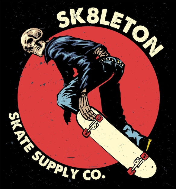 Diseño vintage de calavera skate