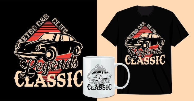 Diseño vintage de camiseta y taza de café