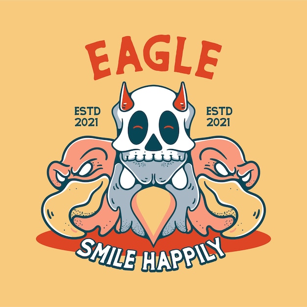 Diseño vintage de Eagle With Skull Illustration para camisetas
