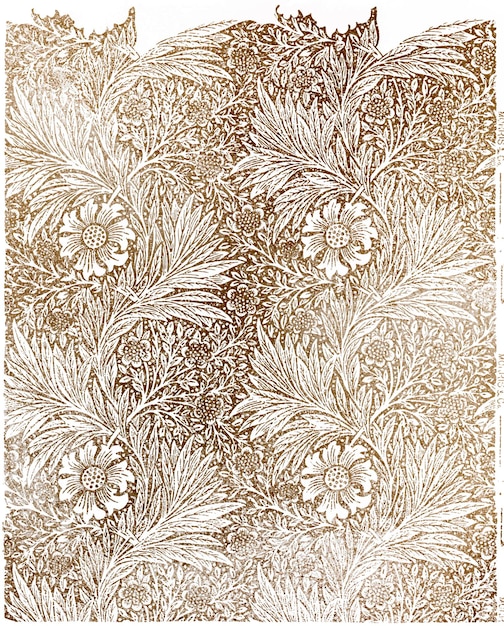 Diseño vintage de papel tapiz de caléndula, remezcla de obras de arte originales de William Morris