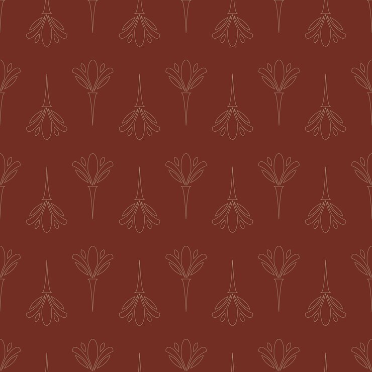 Diseño vintage de patrones florales decorativos sin costuras en color beige sobre fondo de terracota