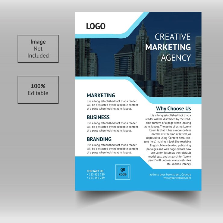 Diseño de volante de agencia de marketing digital creativo
