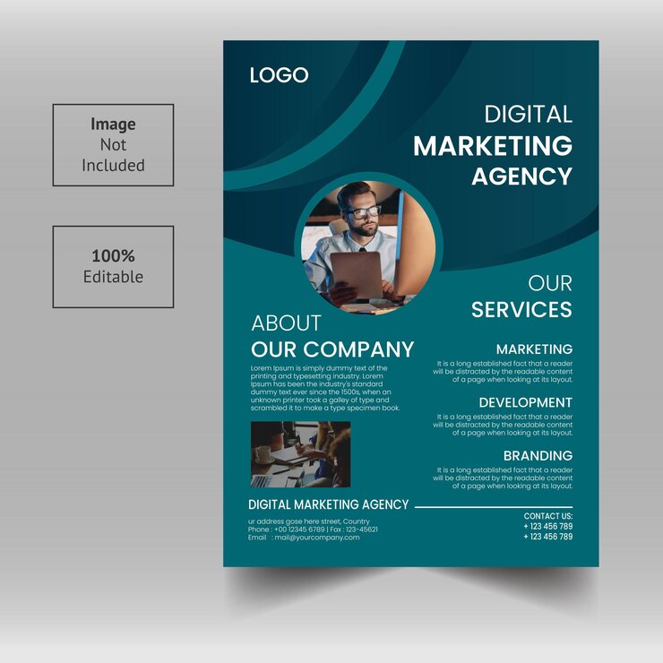 Diseño de volante de agencia de marketing digital creativo