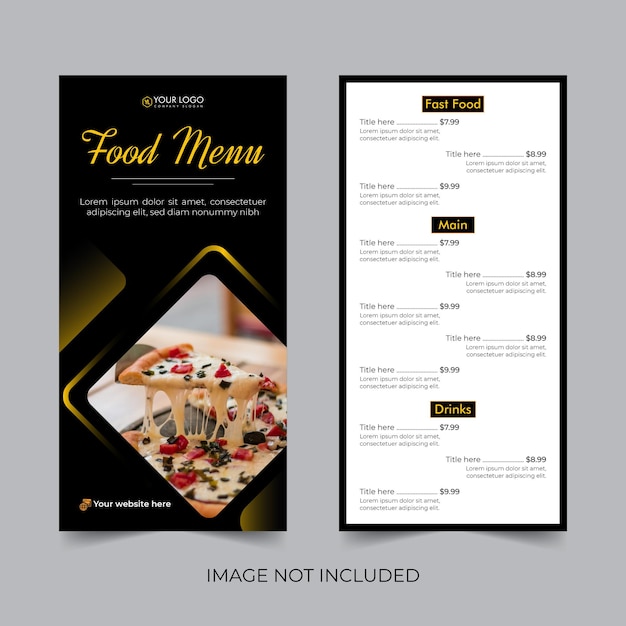 Diseño de volante de comida moderna para tarjeta de menú de restaurante