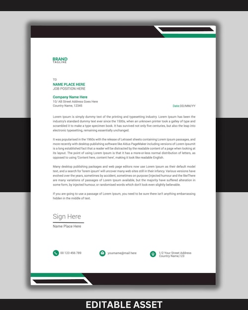 Diseño de volante corporativo de plantilla de membrete de negocios