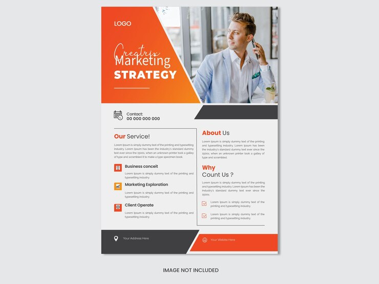 Diseño de volante de marketing y estudio digital.