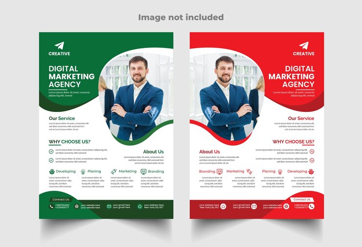 Diseño de volante multipropósito de negocios corporativos y diseño de portada de plantilla de folleto