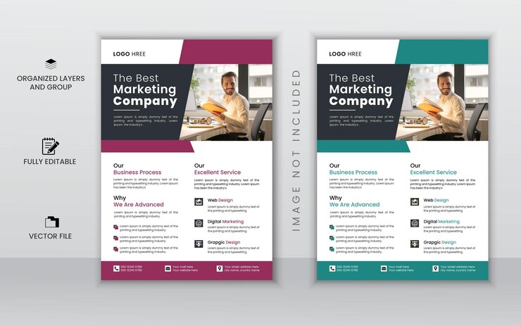 Diseño de volante multipropósito de negocios corporativos vectoriales y plantilla de portada de folleto