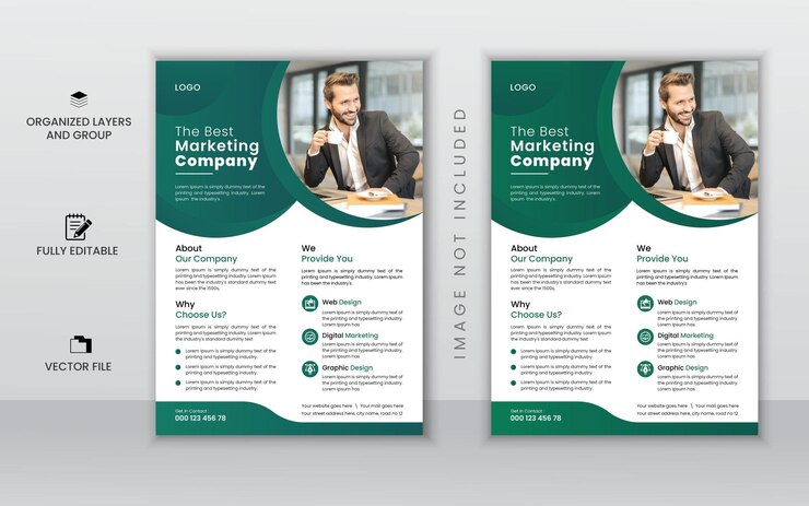 Diseño de volante multipropósito de negocios corporativos vectoriales y plantilla de portada de folleto