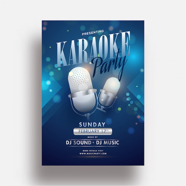 Diseño de volante o plantilla de karaoke con micrófono realista