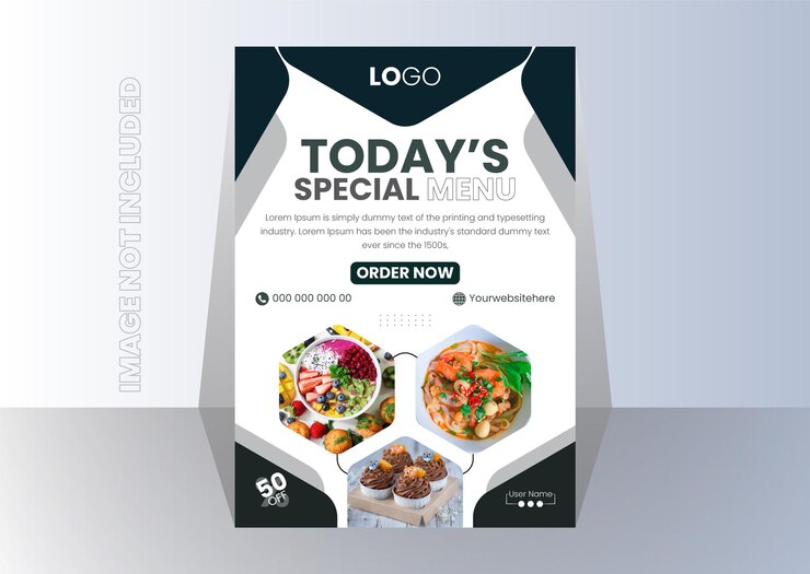 Diseño de volante de restaurante de comida sana moderna vectorial