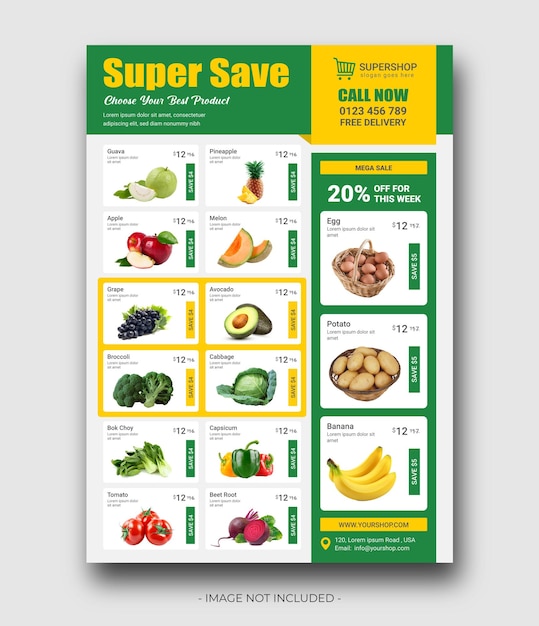 Diseño de volante de venta de supermercado