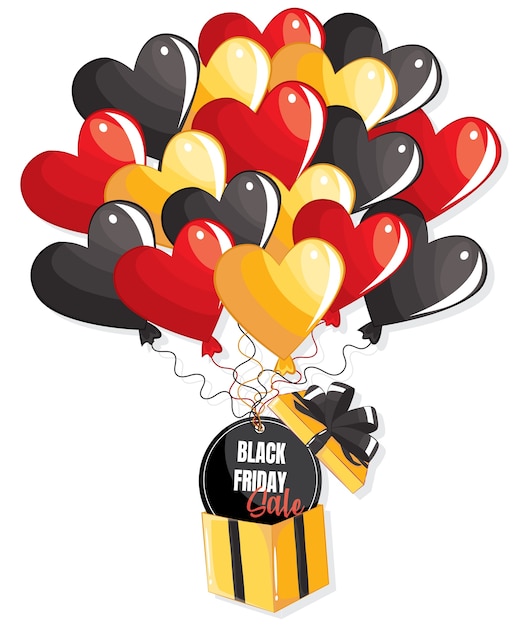 Diseño de volante de venta de viernes negro con globos.