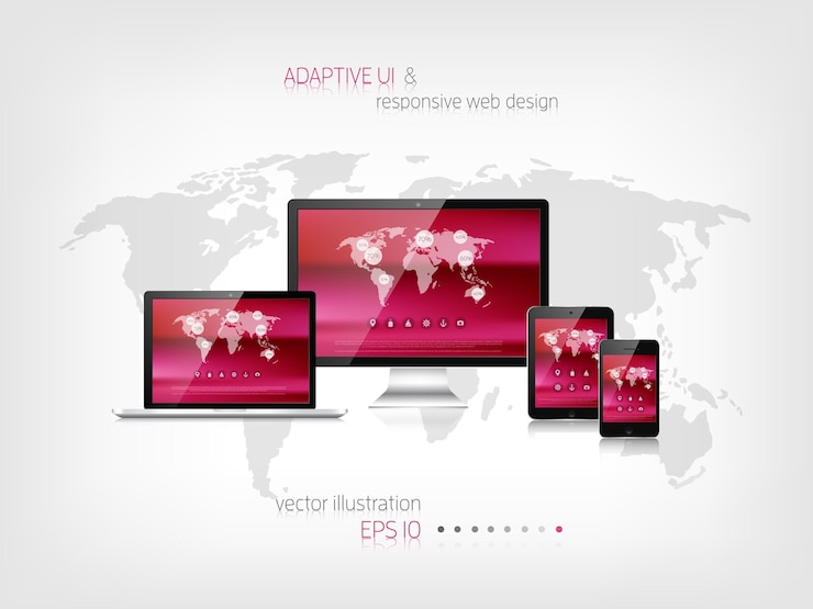 Vector diseño web adaptable interfaz de usuario digital diseños portátiles tablets monitores teléfonos inteligentes web
