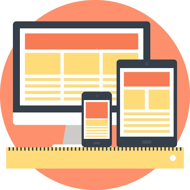 Diseño web adaptativo icono web plano