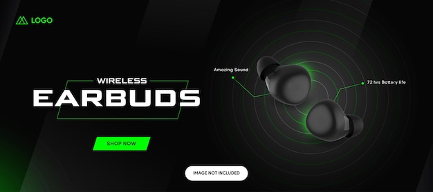 diseño web de auriculares inalámbricos oscuros modernos