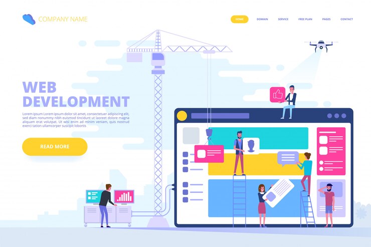 Vector diseño web y concepto de desarrollo de aplicaciones.