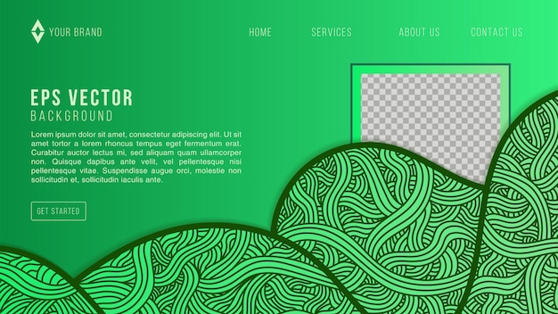 Vector diseño web de fondo de garabato líquido verde abstracto diseño de fondo moderno color degradado