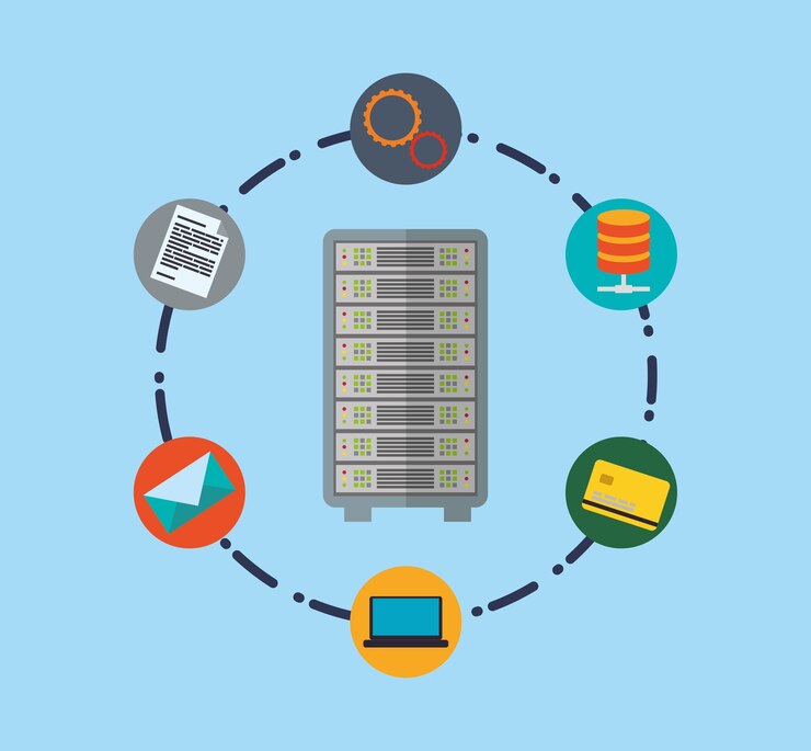 Vector diseño web hosting