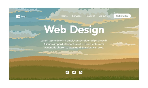 diseño web Naturaleza paisaje diseño plano página de destino