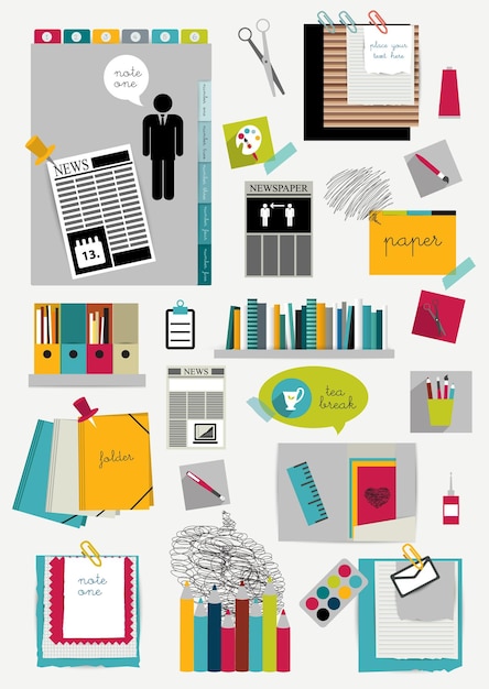 Diseño web de la oficina de trabajo. Plantilla gráfica plana colorida.