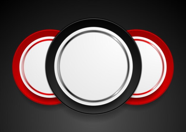 Diseño web de tecnología con etiquetas de círculo negro rojo