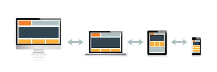 Vector diseño web totalmente responsivo en dispositivos electrónicos.