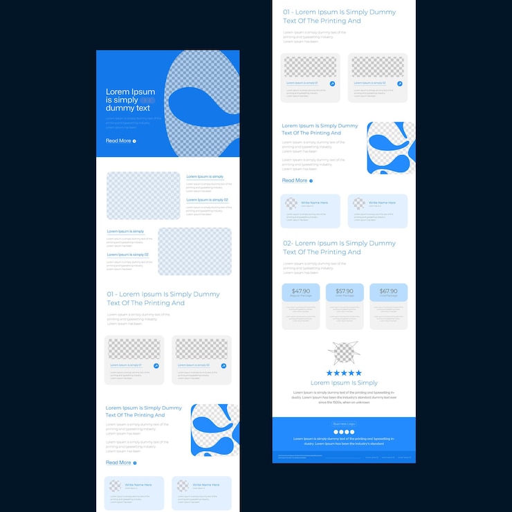 Vector diseño de wireframe de página de aterrizaje para negocios plantilla de diseño de sitio web de una página desi sensible moderno