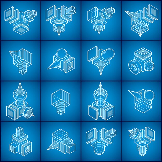 Diseños 3D, conjunto de formas vectoriales abstractas.