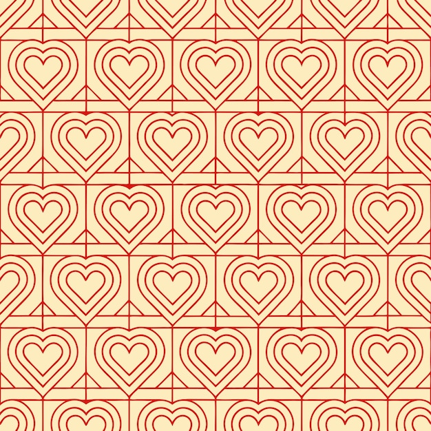 Diseños abstractos de corazón de línea única que forman un patrón de cuadrícula sin costuras