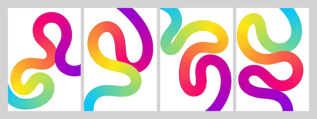 Diseños abstractos gradientes con líneas de color lisas 3D en blanco para carteles y carteles creativos